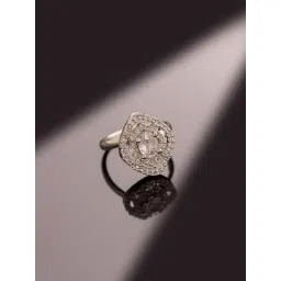 Voylla Silver Sparkling Elegance Regal Cut American Diamond Casual Ring-picture-33