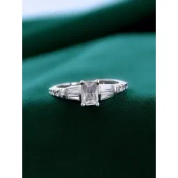 Voylla Silver Sparkling Elegance Silver Spark American Diamond Casual Ring-picture-35