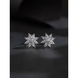 Voylla Silver Sparkling Elegance Starburst Radiance Stud Earrings-picture-16