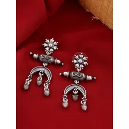 Voylla Silver-Toned Classic Drop Earrings-picture-21