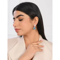 Voylla Sparkling Elegance Celestial Blue Elegance Earrings-image-5