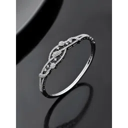 Voylla Sparkling Elegance Women Rhodium-Plated AD Stone-Studded Bangle-Style Bracelet-picture-31