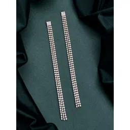 Voylla Timeless Sparkle Rose-Gold Plated Rhinestone Brass Quirky Drop Earrings-picture-11