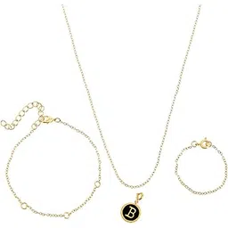 voylla Valentine's Day Collection Alphabet B Black Enamel Charm|Valentine Gift For Her|Gift For Wome|Gift For Her|-picture-44