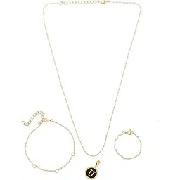 voylla Valentine's Day Collection Alphabet U Black Enamel Charm|Valentine Gift For Her|Gift For Wome|Gift For Her|-picture-24