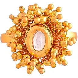 voylla Veerangana Gold Plated Oval Cut Kundan Ring-picture-48