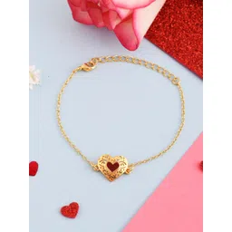Voylla Women Brass Gold-Plated Valentine's Day Collection Cutwork Hearts Link Bracelet-picture-31