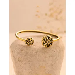 Voylla Women Brass Oxidised Gold-Plated Cuff Bracelet-picture-34