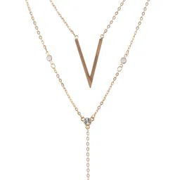 Voylla Women Gold-Toned Brass Gold-Plated Layered Necklace image 4