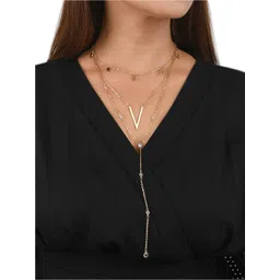 Voylla Women Gold-Toned Brass Gold-Plated Layered Necklace image 5