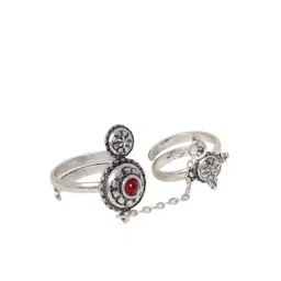 Voylla Women Set of 2 Silver-Plated Handcrafted Adjustable Finger Rings-picture-12