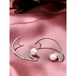 Voylla Women  Silver-Toned & Gold-Plated American Diamond CZ Hoop Earrings-picture-18