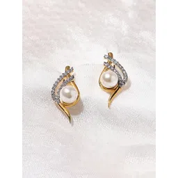 Voylla WomenGold-Plated American Diamond CZ Trendy Pearl Brass Drop Earrings-picture-38