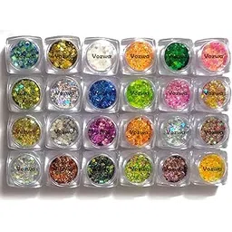 Vozwa 24pcs Color Chunky Glitter Eyeshadow Palette, Shimmery Finish Sparkle Glitter Eyeshadow Palette, Long Lasting Eye Makeup Palette-image-2