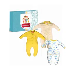 VParents Kids Unisex Pack Of 3 Cotton Full Length Casual Rompers-image-13