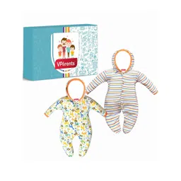 VParents Unisex Kids Pack of 2 Cotton Hooded Rompers-image-49