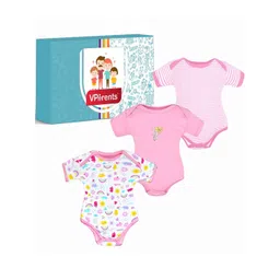 VParents Unisex Kids Pack of 3 Printed Bodysuit-image-2