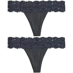 vpsk VADIK Women Cotton Underwear Low Rise Panties | Woman G-String Sexy Lace Thong Panty Under Fitted Outfits Bikini Style Underwear-Pack of 2 (in, Alpha, M, Regular, Grey)-picture-35
