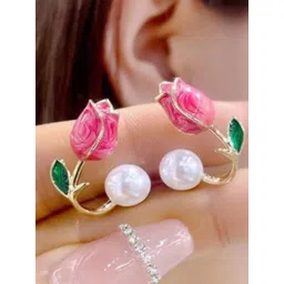 VR Creatives Artificial Stones Tulip Pearls Double Sided Studs-picture-12