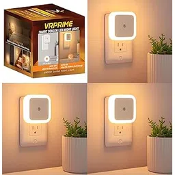 VR PRIME 3pc Night Lamp Sensor Light for Bedroom Bed Side Home | Smart Automatic ON/Off Dim LED Lights | Energy Saving 0.5W Lamp | Long Life for Hallway, Stairs, Kitchen, Bathroom (Warm) (Pack of 3)-image-32