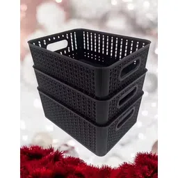 vr Plastic Black Plastic Organizer Storage Basket without Lid Basket Storage Basket-picture-10