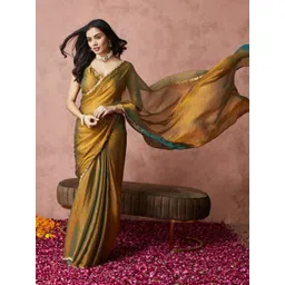 VRAGI Beads and Stones Pure Chiffon Ready to Wear Saree-picture-19
