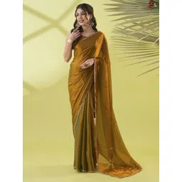 VRAGI Beads and Stones Pure Chiffon Ready to Wear Saree-picture-25