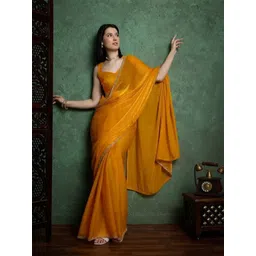 VRAGI Beads and Stones Pure Chiffon Saree-picture-39