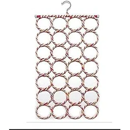 VRCT Metal 28 Ring Round Folding Rope Dupatta Belt Shawl Tie Scarf Hanger Holder Organiser for Wardrobe(1 Pieces, Multicolour)-picture-26