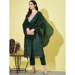 VredeVogel Ethnic Motifs Embroidered Thread Work Kurta with Trousers & Dupatta-picture-36