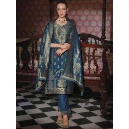 VredeVogel Ethnic Motifs Woven design Jacquard Silk Kurta with Trousers And Dupatta-picture-13