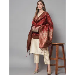 VredeVogel Women Cotton Silk Blend Straight Kurta with Pant & Dupatta-picture-26