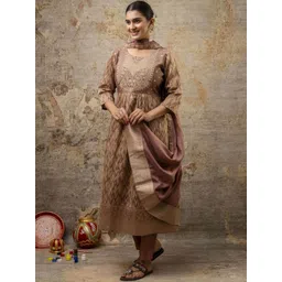 VredeVogel Women Embroidered Regular Sequinned Kurta with Trousers & With Dupatta-picture-41
