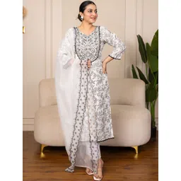 VredeVogel Women Ethnic Motifs Printed Regular Kurta with Trousers & Dupatta-picture-15