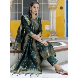VredeVogel Women Floral Regular Kurta with Trousers & With Dupatta-picture-22