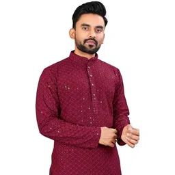 vriha enterprise Men Self Design Cotton Rayon Straight Kurta-picture-17