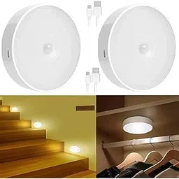 VROKLA Motion Sensor Light for Home with USB Charging Pack of 2 Wireless Self Adhesive LED Magnetic Motion Activated Light Motion Sensor Rechargeable Light for Wardrobe Bedroom Stairs (White/Warm)-image-15