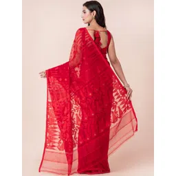 VROMOR KUNJO Ethnic Motifs Zari Handloom Jamdani Saree image 5