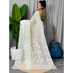 VROMOR KUNJO Woven Design Handloom Jamdani Saree-picture-35