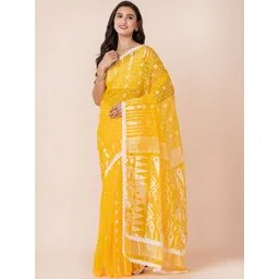 VROMOR KUNJO Woven Design Handloom Jamdani Saree-picture-12