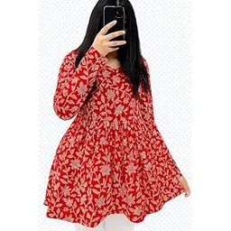 VRSS Enterprises Floral Print Peplum Top, Long Sleeve, Empire Waist, Available in Green and Red-picture-10