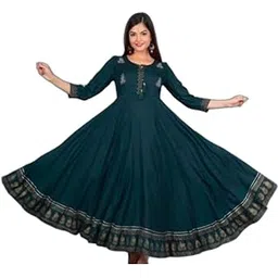 VRSS Enterprises Women's Beautiful Rayon Gown with Embroidered Details, Long Length-picture-11
