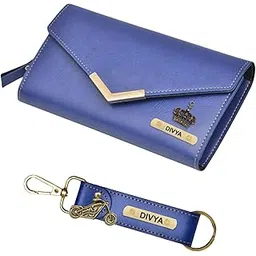 vs gifts Customized Ladies Wallet and Keychain Gift Set | Personalised Ladies Wallet Gift Set for Wife, Mom, Sister and Friends (Blue)-picture-32