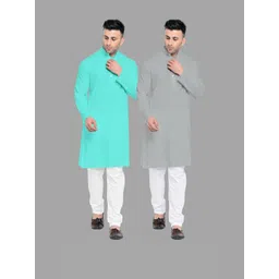 VS MALL Grey Cotton Blend Kurta Sets-picture-13