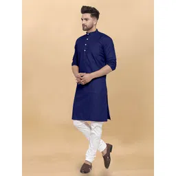 VS MALL Men Solid Band Collar Kurta image 3