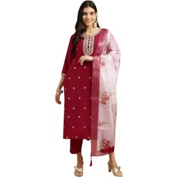 VS MALL Women Ethnic Motifs Embroidered Regular Thread Work Kurta with Trousers & With Dupatta-picture-39