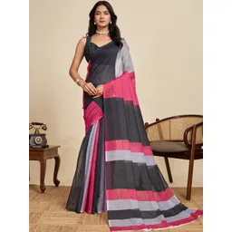 VS MALL Women Linen Blend Printed Saree With Blouse Piece-picture-32