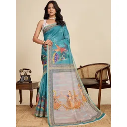 VS MALL Women Linen Blend Saree-picture-29
