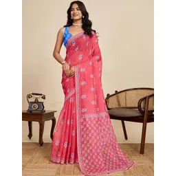 VS MALL Women Linen Blend Saree-picture-26