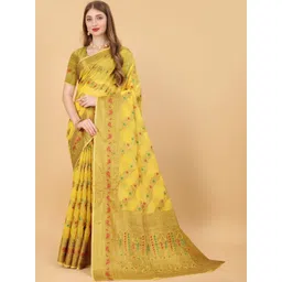 VS MALL Woven Design Zari Pure Cotton Banarasi Saree-picture-24